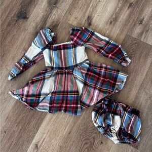 Lu & Ro 4T holiday plaid twirl dress with matching bloomers